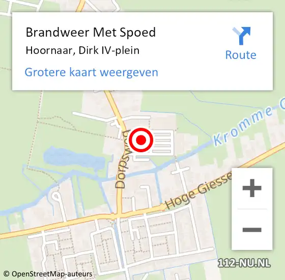 Locatie op kaart van de 112 melding: Brandweer Met Spoed Naar Hoornaar, Dirk IV-plein op 31 december 2021 17:38