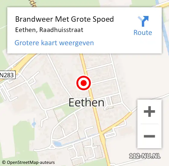 Locatie op kaart van de 112 melding: Brandweer Met Grote Spoed Naar Eethen, Raadhuisstraat op 31 december 2021 17:49