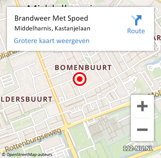 Locatie op kaart van de 112 melding: Brandweer Met Spoed Naar Middelharnis, Kastanjelaan op 31 december 2021 18:04