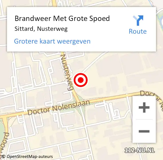 Locatie op kaart van de 112 melding: Brandweer Met Grote Spoed Naar Sittard, Nusterweg op 31 december 2021 18:13