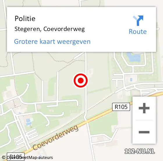 Locatie op kaart van de 112 melding: Politie Stegeren, Coevorderweg op 31 december 2021 18:13