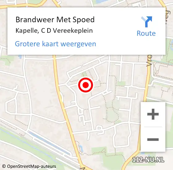 Locatie op kaart van de 112 melding: Brandweer Met Spoed Naar Kapelle, C D Vereekeplein op 31 december 2021 18:24