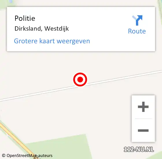 Locatie op kaart van de 112 melding: Politie Dirksland, Westdijk op 31 december 2021 18:25