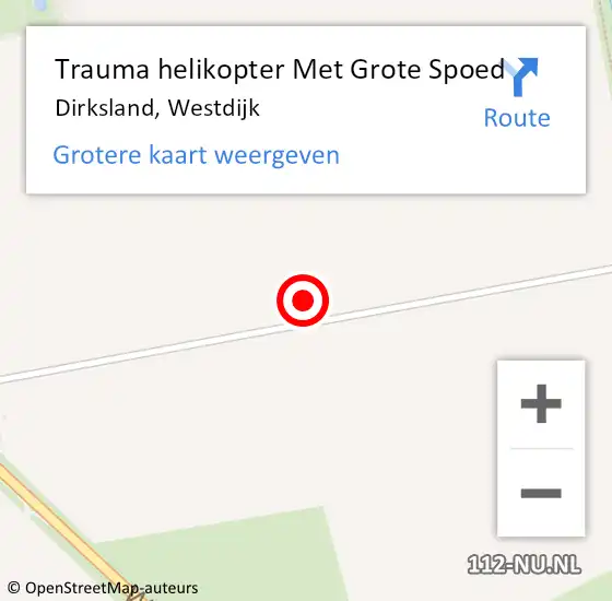 Locatie op kaart van de 112 melding: Trauma helikopter Met Grote Spoed Naar Dirksland, Westdijk op 31 december 2021 18:25