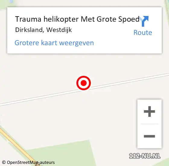 Locatie op kaart van de 112 melding: Trauma helikopter Met Grote Spoed Naar Dirksland, Westdijk op 31 december 2021 18:28