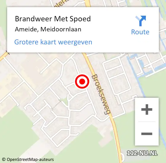 Locatie op kaart van de 112 melding: Brandweer Met Spoed Naar Ameide, Meidoornlaan op 31 december 2021 18:29