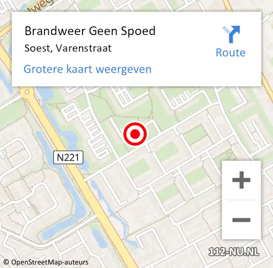Locatie op kaart van de 112 melding: Brandweer Geen Spoed Naar Soest, Varenstraat op 31 december 2021 18:34