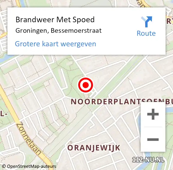 Locatie op kaart van de 112 melding: Brandweer Met Spoed Naar Groningen, Bessemoerstraat op 31 december 2021 18:37