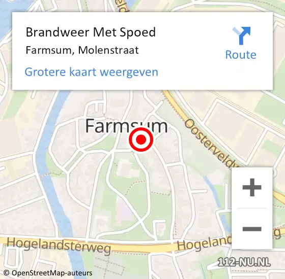 Locatie op kaart van de 112 melding: Brandweer Met Spoed Naar Farmsum, Molenstraat op 31 december 2021 18:52