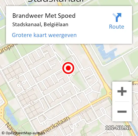 Locatie op kaart van de 112 melding: Brandweer Met Spoed Naar Stadskanaal, Belgiëlaan op 31 december 2021 18:55