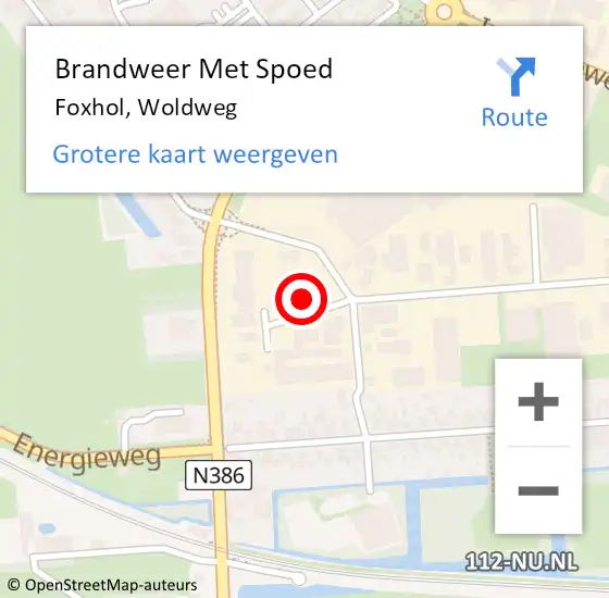 Locatie op kaart van de 112 melding: Brandweer Met Spoed Naar Foxhol, Woldweg op 31 december 2021 19:03