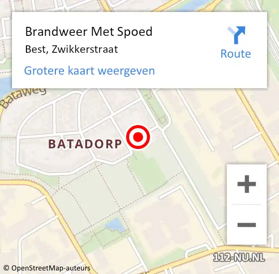 Locatie op kaart van de 112 melding: Brandweer Met Spoed Naar Best, Zwikkerstraat op 31 december 2021 19:06