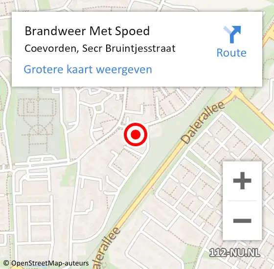 Locatie op kaart van de 112 melding: Brandweer Met Spoed Naar Coevorden, Secr Bruintjesstraat op 31 december 2021 19:08