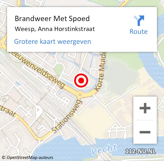 Locatie op kaart van de 112 melding: Brandweer Met Spoed Naar Weesp, Anna Horstinkstraat op 31 december 2021 19:11