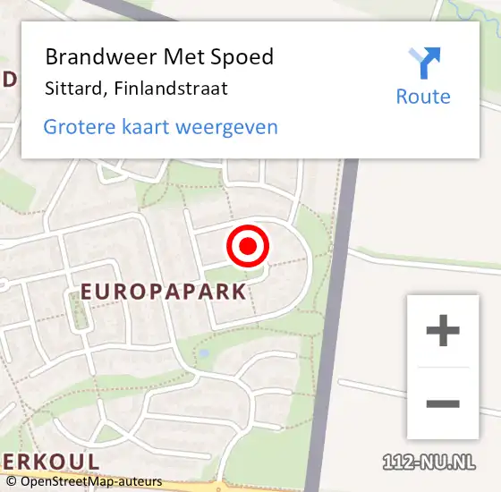 Locatie op kaart van de 112 melding: Brandweer Met Spoed Naar Sittard, Finlandstraat op 31 december 2021 19:13