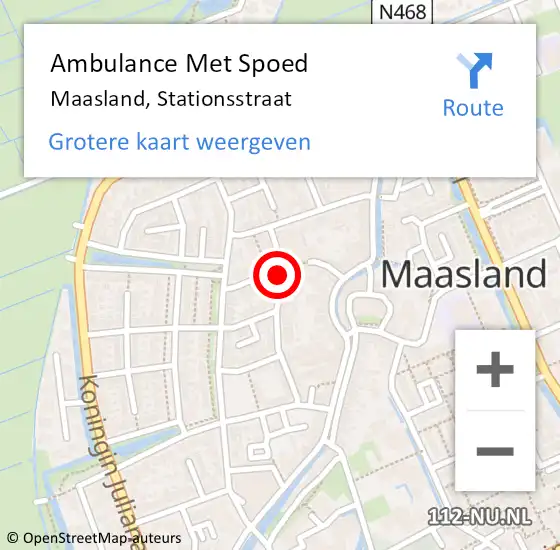 Locatie op kaart van de 112 melding: Ambulance Met Spoed Naar Maasland, Stationsstraat op 31 december 2021 19:21