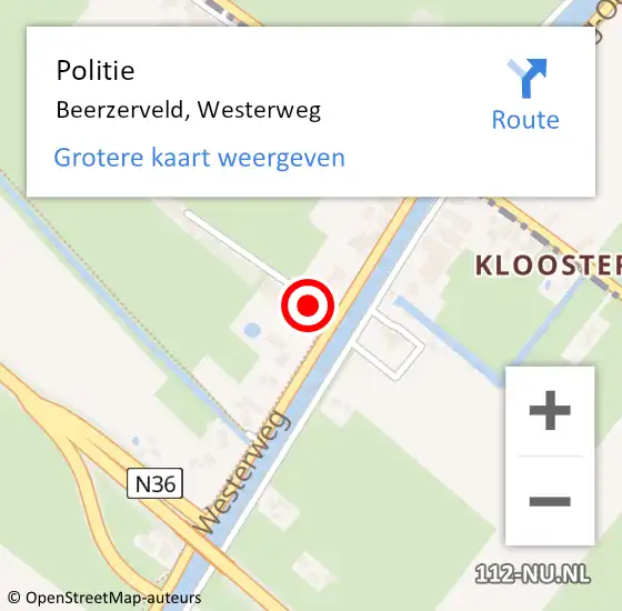 Locatie op kaart van de 112 melding: Politie Beerzerveld, Westerweg op 31 december 2021 19:30