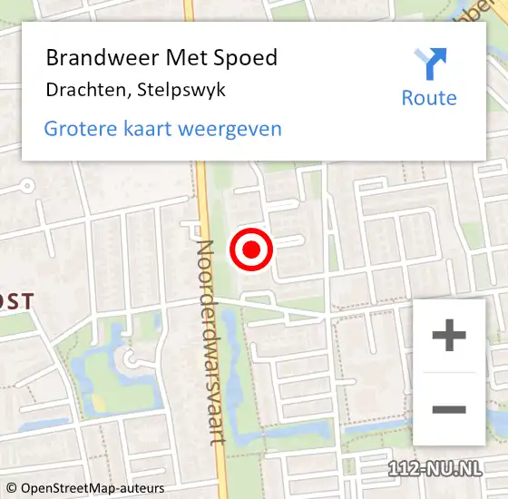 Locatie op kaart van de 112 melding: Brandweer Met Spoed Naar Drachten, Stelpswyk op 31 december 2021 19:33