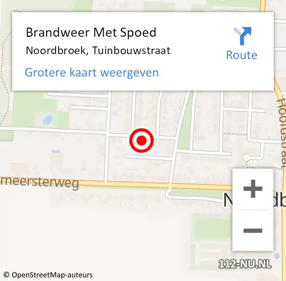 Locatie op kaart van de 112 melding: Brandweer Met Spoed Naar Noordbroek, Tuinbouwstraat op 31 december 2021 19:37
