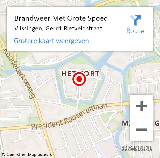 Locatie op kaart van de 112 melding: Brandweer Met Grote Spoed Naar Vlissingen, Gerrit Rietveldstraat op 31 december 2021 19:44