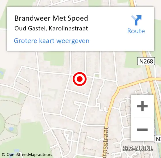 Locatie op kaart van de 112 melding: Brandweer Met Spoed Naar Oud Gastel, Karolinastraat op 31 december 2021 19:47