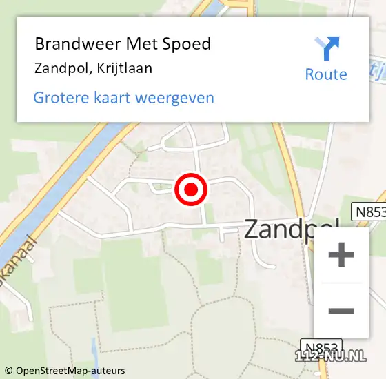 Locatie op kaart van de 112 melding: Brandweer Met Spoed Naar Zandpol, Krijtlaan op 31 december 2021 19:49