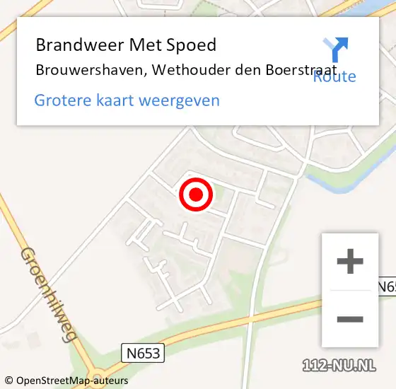 Locatie op kaart van de 112 melding: Brandweer Met Spoed Naar Brouwershaven, Wethouder den Boerstraat op 31 december 2021 19:49