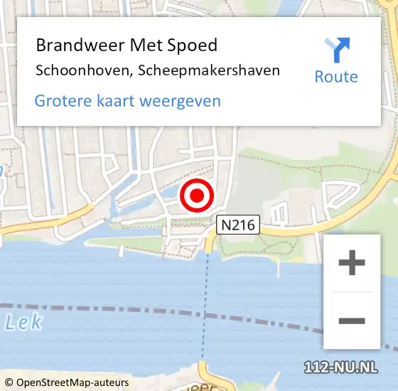 Locatie op kaart van de 112 melding: Brandweer Met Spoed Naar Schoonhoven, Scheepmakershaven op 31 december 2021 20:07