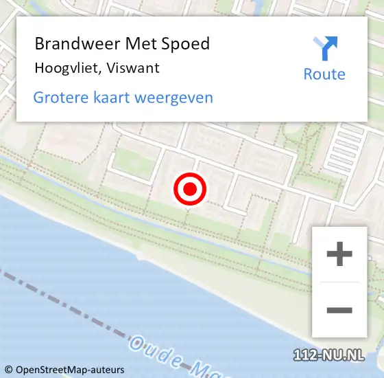 Locatie op kaart van de 112 melding: Brandweer Met Spoed Naar Hoogvliet, Viswant op 31 december 2021 20:07