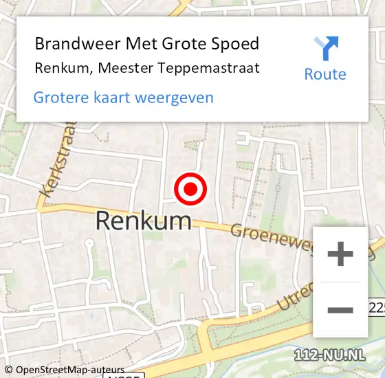 Locatie op kaart van de 112 melding: Brandweer Met Grote Spoed Naar Renkum, Meester Teppemastraat op 31 december 2021 20:10