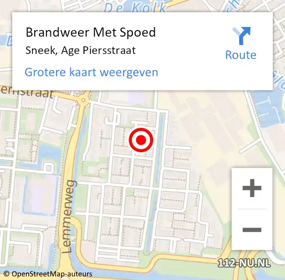 Locatie op kaart van de 112 melding: Brandweer Met Spoed Naar Sneek, Age Piersstraat op 31 december 2021 20:16