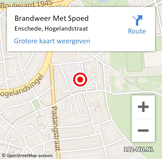 Locatie op kaart van de 112 melding: Brandweer Met Spoed Naar Enschede, Hogelandstraat op 31 december 2021 20:18