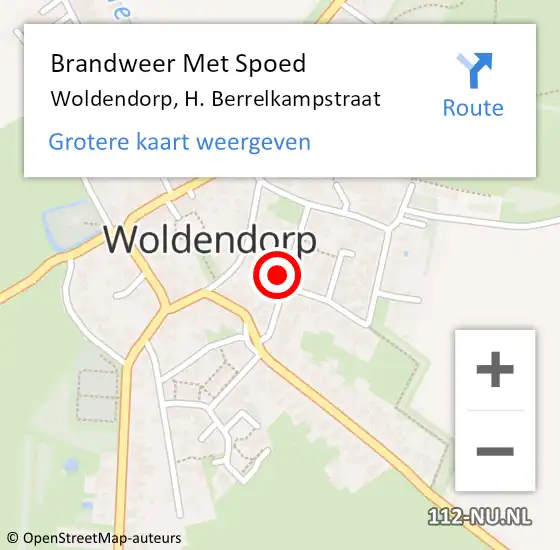 Locatie op kaart van de 112 melding: Brandweer Met Spoed Naar Woldendorp, H. Berrelkampstraat op 31 december 2021 20:22