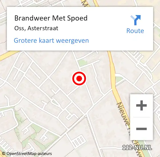 Locatie op kaart van de 112 melding: Brandweer Met Spoed Naar Oss, Asterstraat op 31 december 2021 20:27