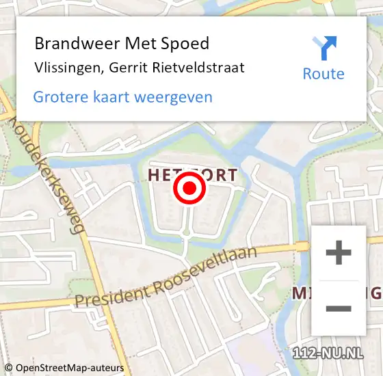 Locatie op kaart van de 112 melding: Brandweer Met Spoed Naar Vlissingen, Gerrit Rietveldstraat op 31 december 2021 20:40