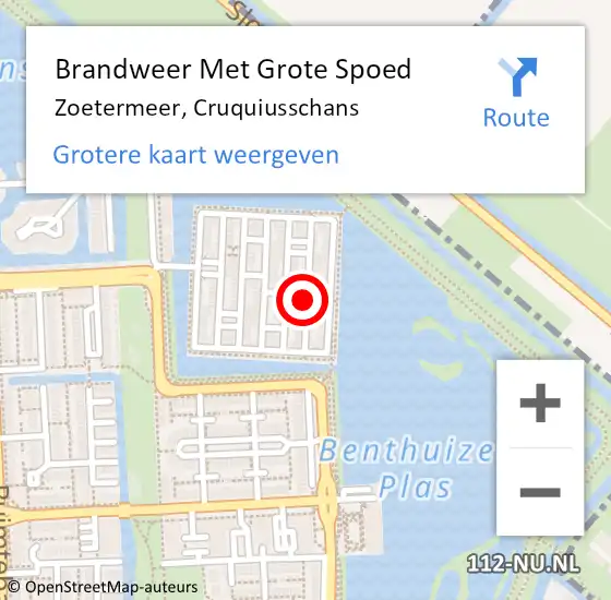 Locatie op kaart van de 112 melding: Brandweer Met Grote Spoed Naar Zoetermeer, Cruquiusschans op 31 december 2021 20:41