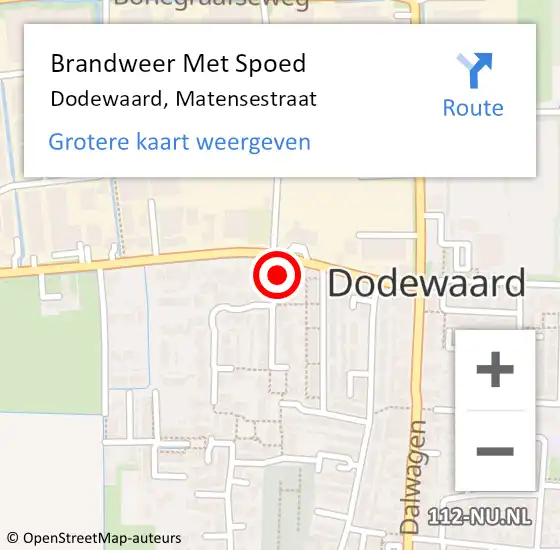 Locatie op kaart van de 112 melding: Brandweer Met Spoed Naar Dodewaard, Matensestraat op 31 december 2021 20:49