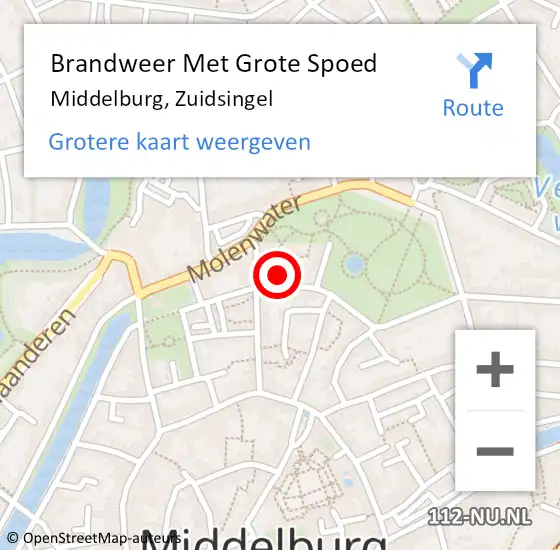 Locatie op kaart van de 112 melding: Brandweer Met Grote Spoed Naar Middelburg, Zuidsingel op 31 december 2021 20:50