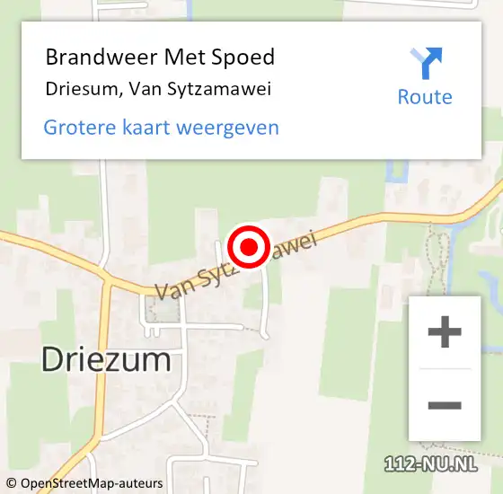 Locatie op kaart van de 112 melding: Brandweer Met Spoed Naar Driesum, Van Sytzamawei op 31 december 2021 20:51