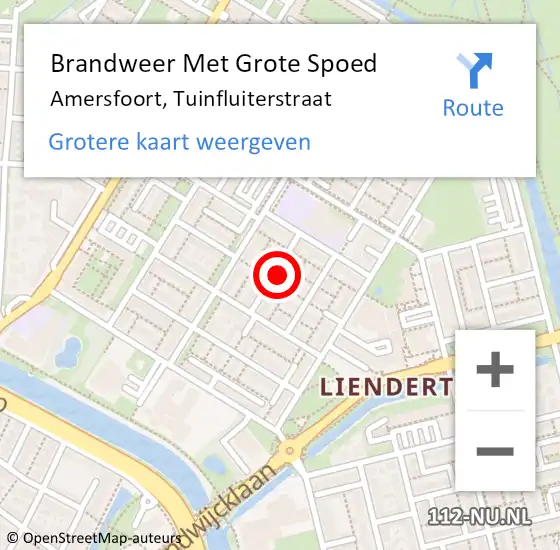 Locatie op kaart van de 112 melding: Brandweer Met Grote Spoed Naar Amersfoort, Tuinfluiterstraat op 31 december 2021 20:52