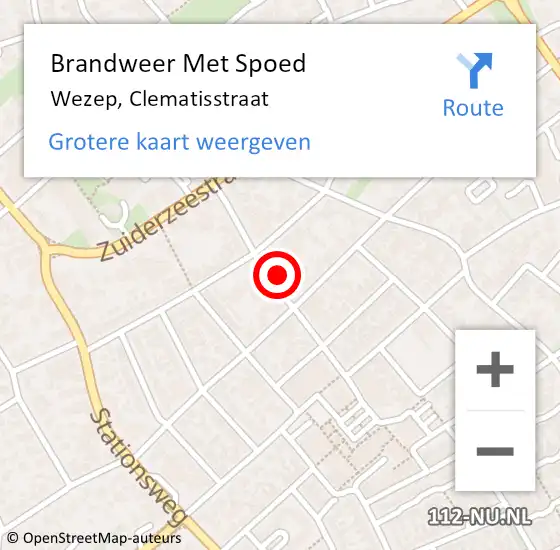 Locatie op kaart van de 112 melding: Brandweer Met Spoed Naar Wezep, Clematisstraat op 31 december 2021 20:52