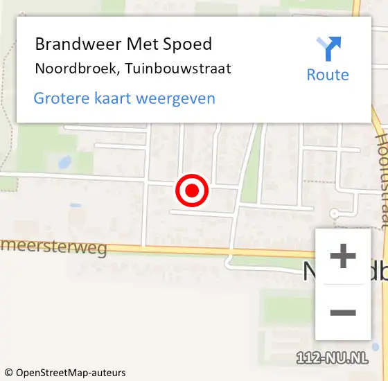 Locatie op kaart van de 112 melding: Brandweer Met Spoed Naar Noordbroek, Tuinbouwstraat op 31 december 2021 20:54