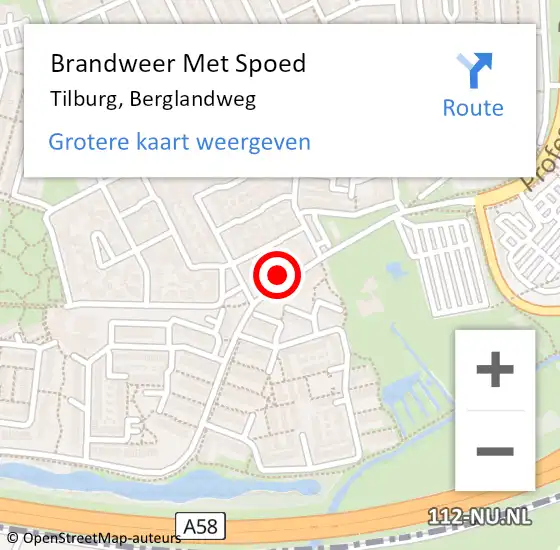 Locatie op kaart van de 112 melding: Brandweer Met Spoed Naar Tilburg, Berglandweg op 31 december 2021 20:55