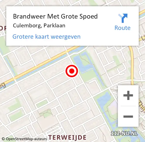 Locatie op kaart van de 112 melding: Brandweer Met Grote Spoed Naar Culemborg, Parklaan op 31 december 2021 20:56