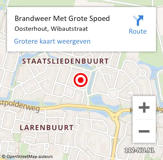 Locatie op kaart van de 112 melding: Brandweer Met Grote Spoed Naar Oosterhout, Wibautstraat op 31 december 2021 20:56