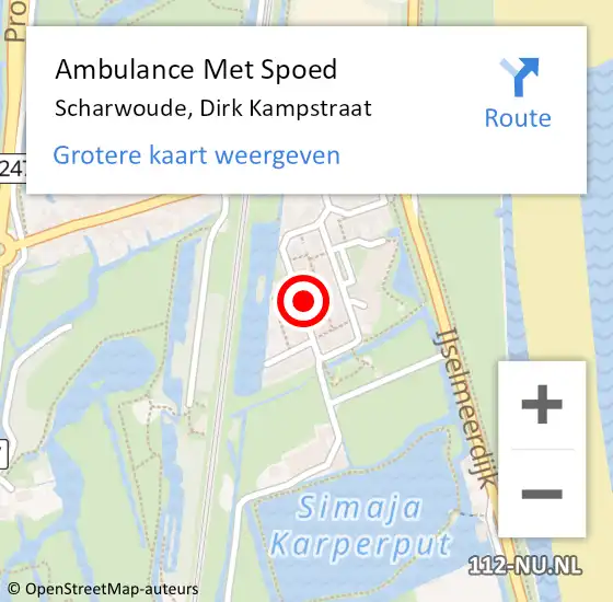 Locatie op kaart van de 112 melding: Ambulance Met Spoed Naar Scharwoude, D.Kampstraat op 31 december 2021 21:00