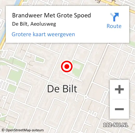 Locatie op kaart van de 112 melding: Brandweer Met Grote Spoed Naar De Bilt, Aeolusweg op 31 december 2021 21:11