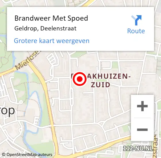 Locatie op kaart van de 112 melding: Brandweer Met Spoed Naar Geldrop, Deelenstraat op 31 december 2021 21:18