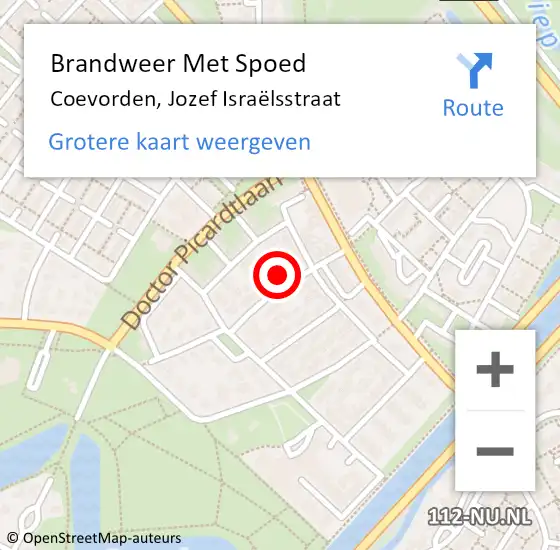 Locatie op kaart van de 112 melding: Brandweer Met Spoed Naar Coevorden, Jozef Israëlsstraat op 31 december 2021 21:28