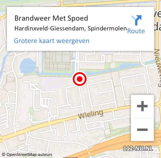 Locatie op kaart van de 112 melding: Brandweer Met Spoed Naar Hardinxveld-Giessendam, Spindermolen op 31 december 2021 21:32